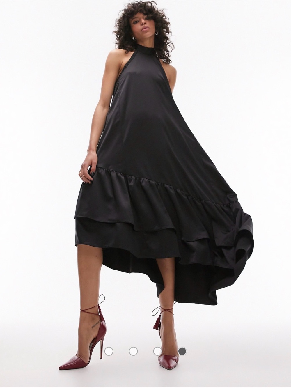 Topshop Black High-Neck High-Low Maxi Dress